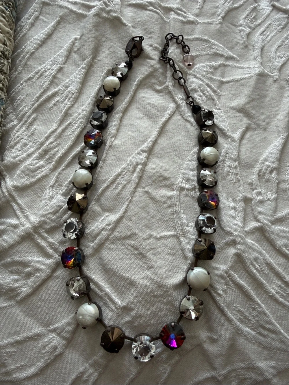Sabika Iridescent Crystal & White Bead Statement Necklace